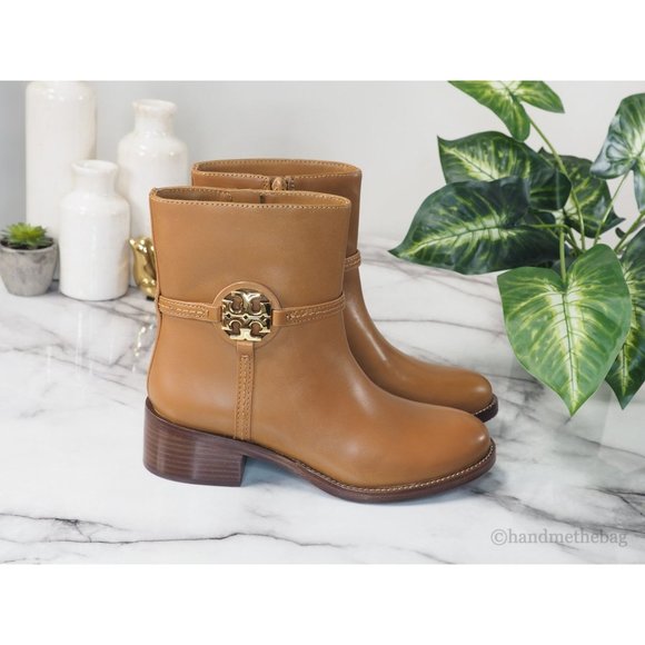 NEW Tory Burch Miller Dark Brown Leather Bootie 45MM Heel Zip Up Shoes Size 6